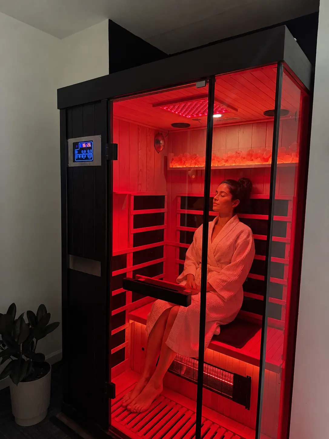 Red light therapy panels in the recovery room at Balance Bodyworks & Wellness in Homewood, AL